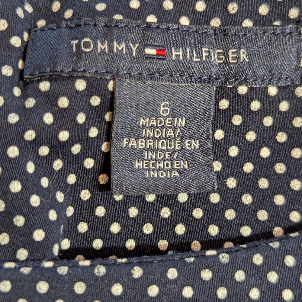 Tommy Hilfiger navy and white polka dot belted dress, size 6 - Picture 8 of 10
